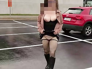Belgian She shows off with dildo and squirts in public places